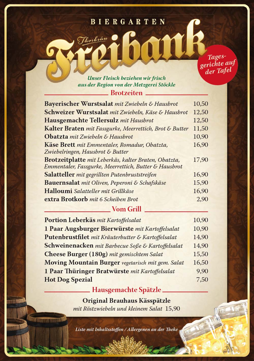 Thorbräu Bräustüberl Speisekarte2024